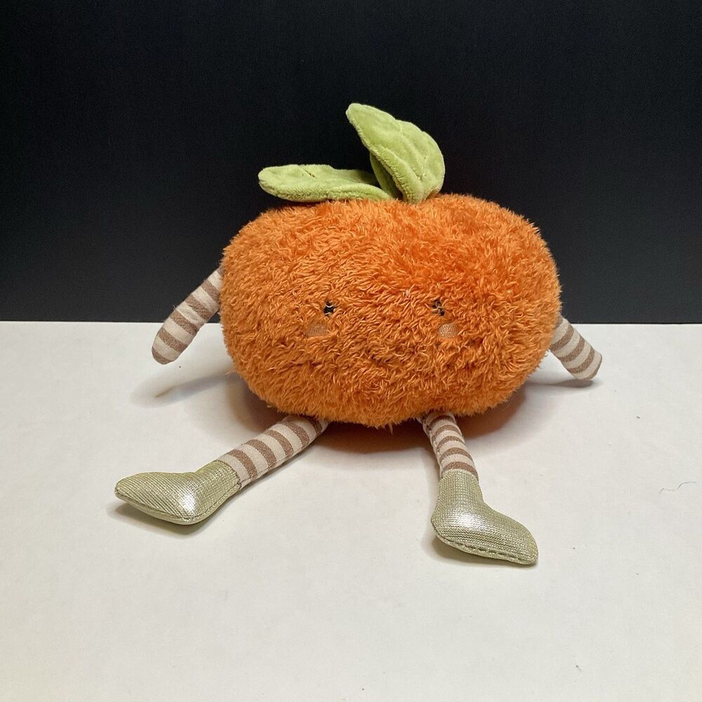Mon Ami Clementine Orange Fuzzy Fruit Stuffed Plush Doll Toy 8"